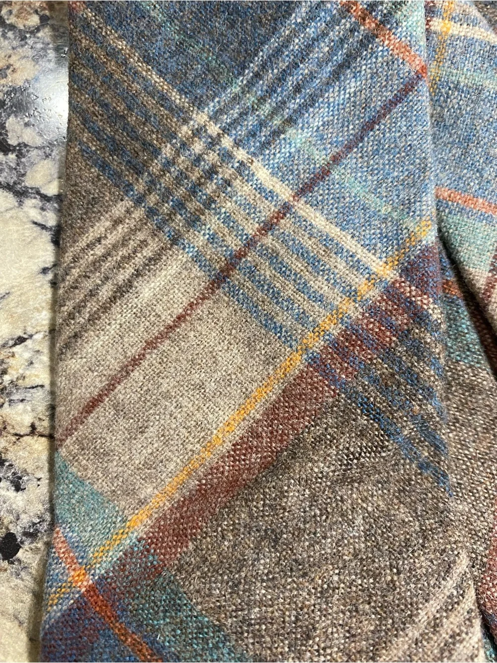 Pendleton Vintage Wool Tartan Tie Gray Blue Brown Rust Preppy Plaid Academia
